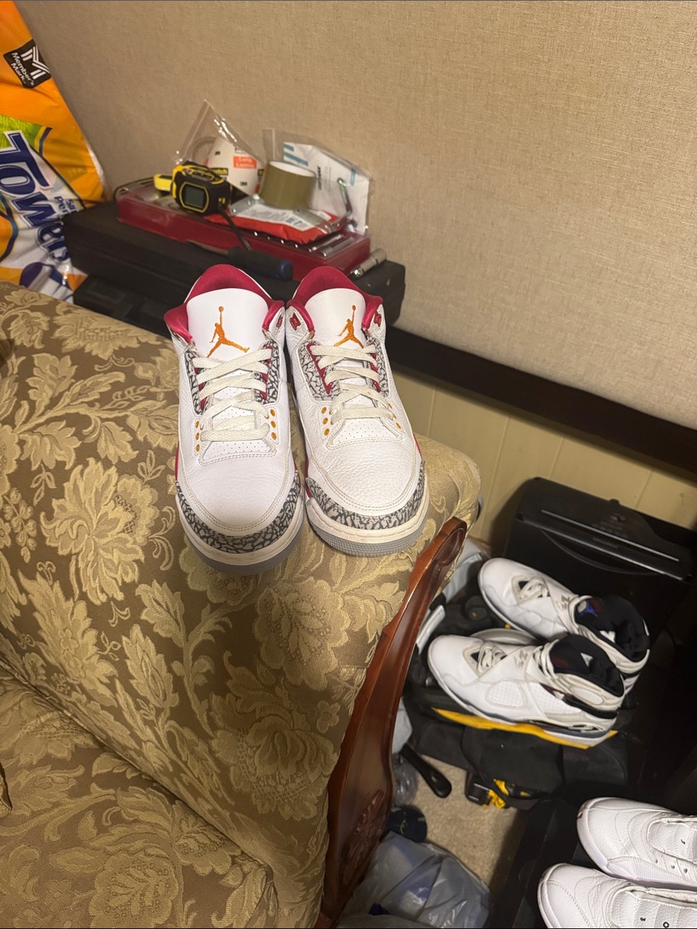 Nike White & Red Retro Basketball Sneakers with Elephant Print